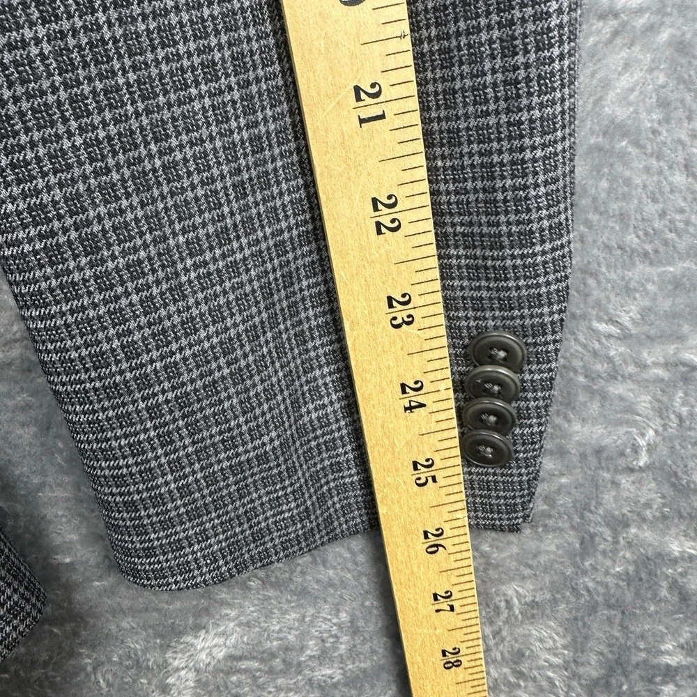 Michael Kors Blazer Jacket Men's 38R Gray Small Check Wool Blend Business Preppy